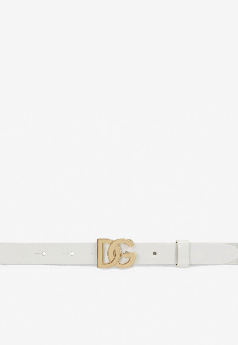 Girls DG Logo Buckle Belt in Patent Leather