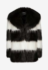 Striped Faux Fur Coat