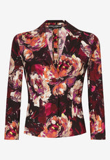 Peony-Print Single-Breasted Blazer