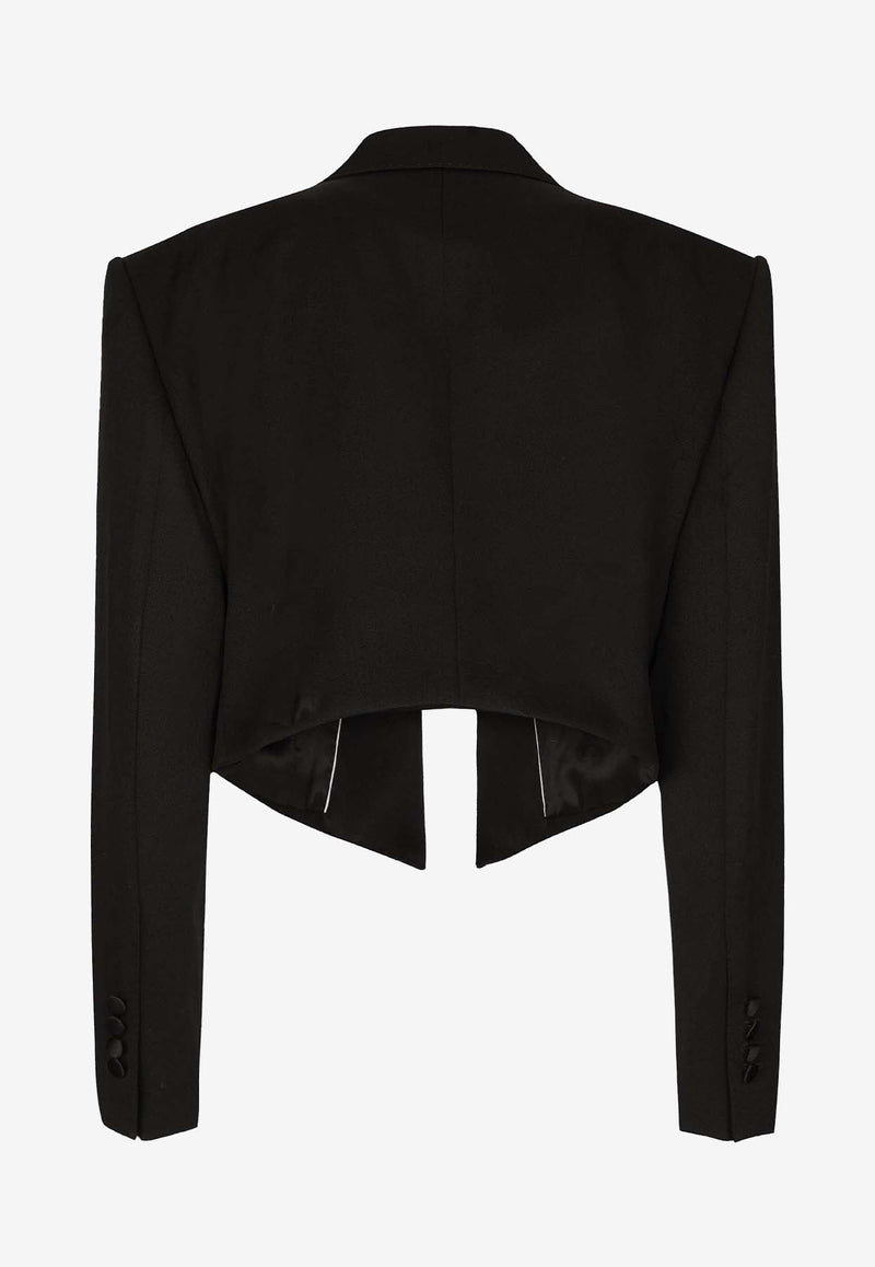 Peak-Lapeled Cropped Blazer