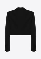 Wool Gabardine Cropped Tuxedo Jacket