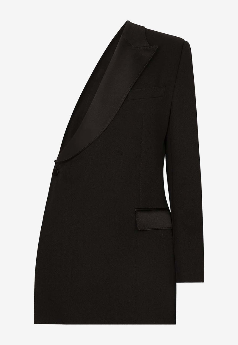 One-Shoulder Wool-Blend Blazer