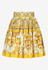 Majolica Print Pleated Mini Skirt