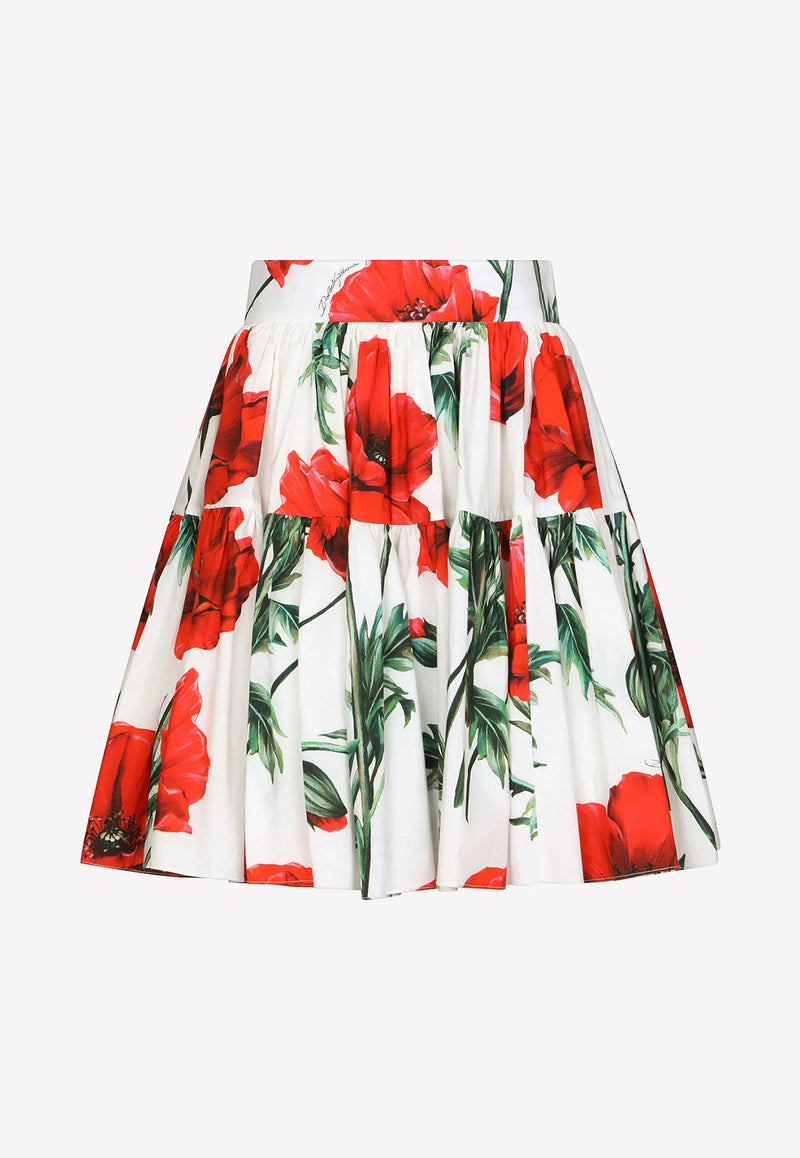 Poppy Print Mini Skirt