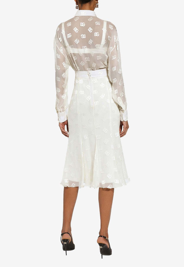 All-Over Logo Sheer Midi Skirt