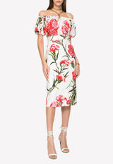 Carnation Print Midi Skirt