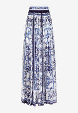 Majolica Print Maxi Chiffon Skirt