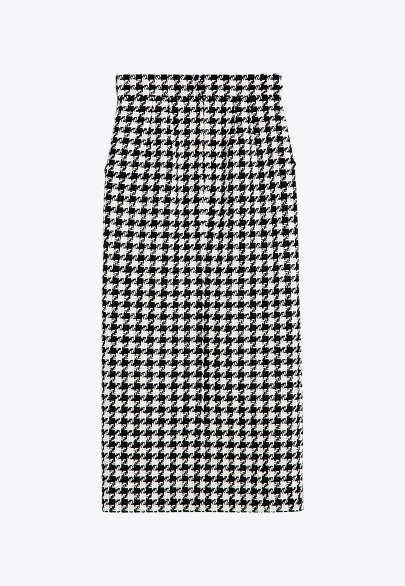 Macro-Houndstooth Midi Skirt