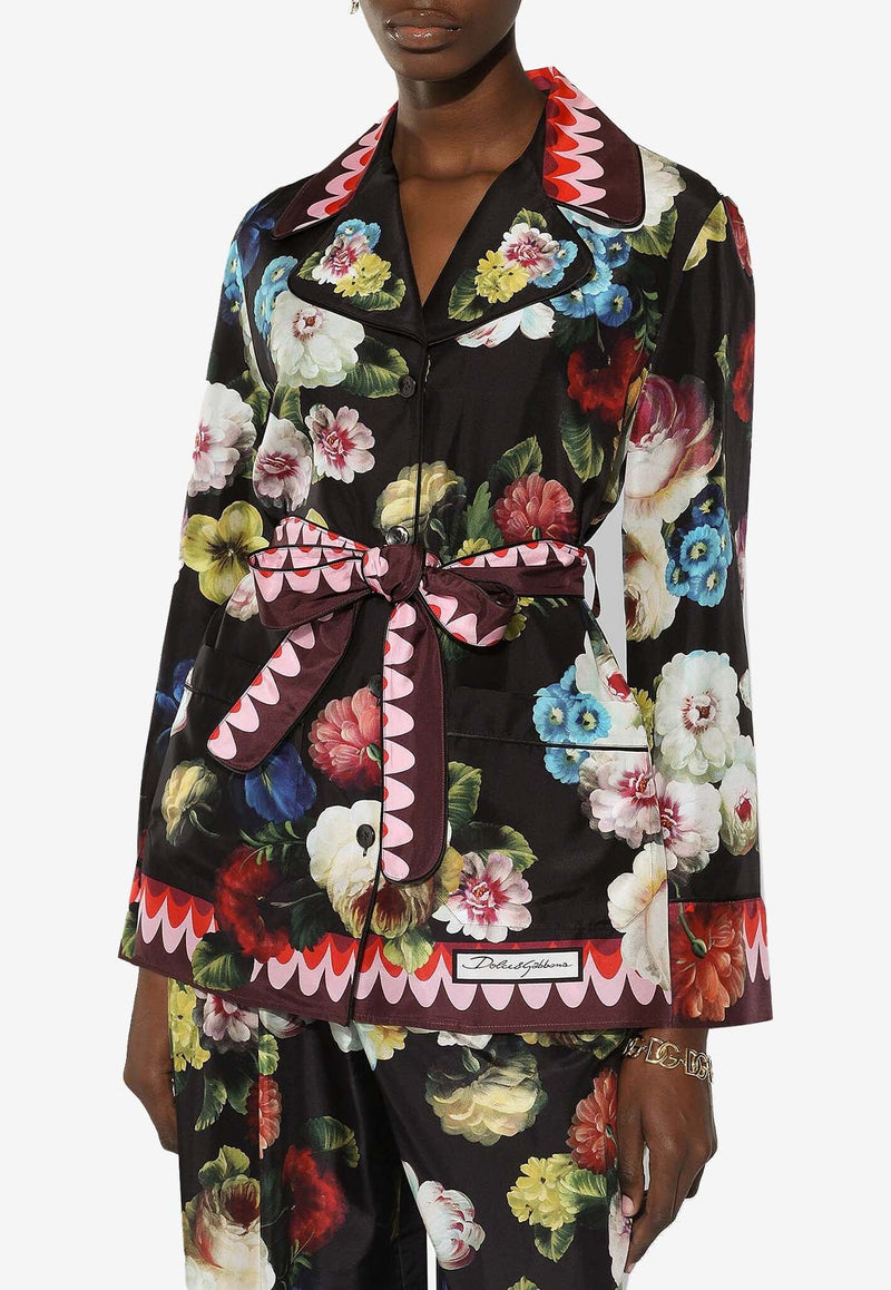 Floral Belted Shirt in Silk