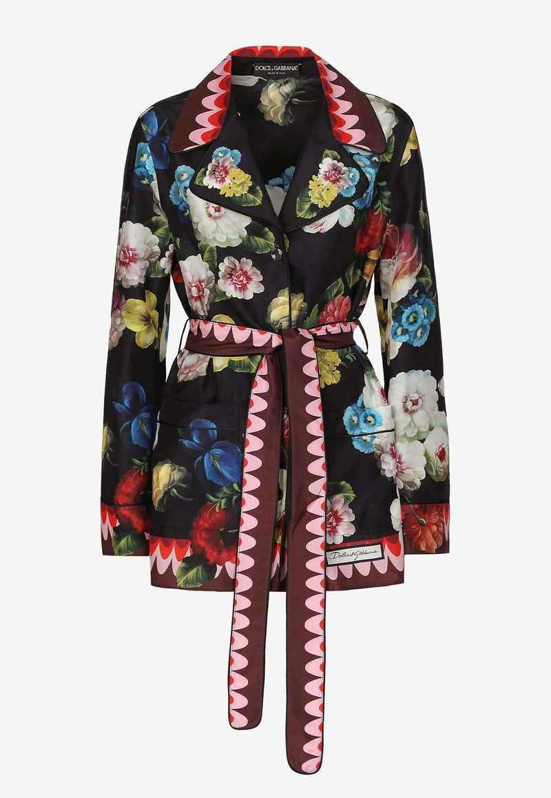 Floral Belted Shirt in Silk