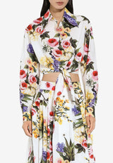 Garden-Print Cropped Shirt