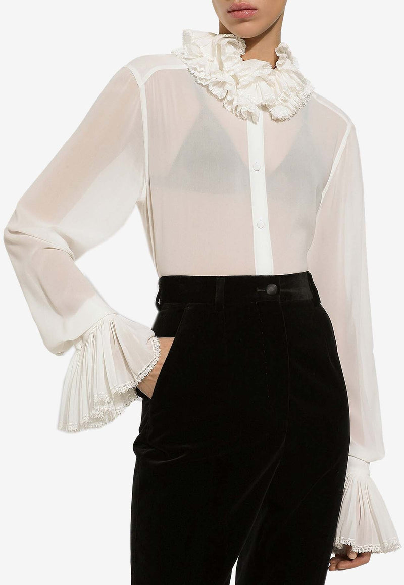 Georgette Ruffle-Collar Shirt