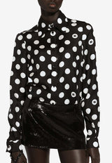 Polka Dot Print Silk Shirt