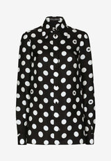 Polka Dot Print Silk Shirt