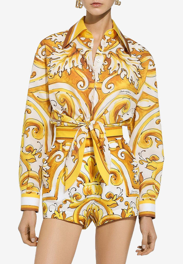 Majolica Print Cropped Shirt