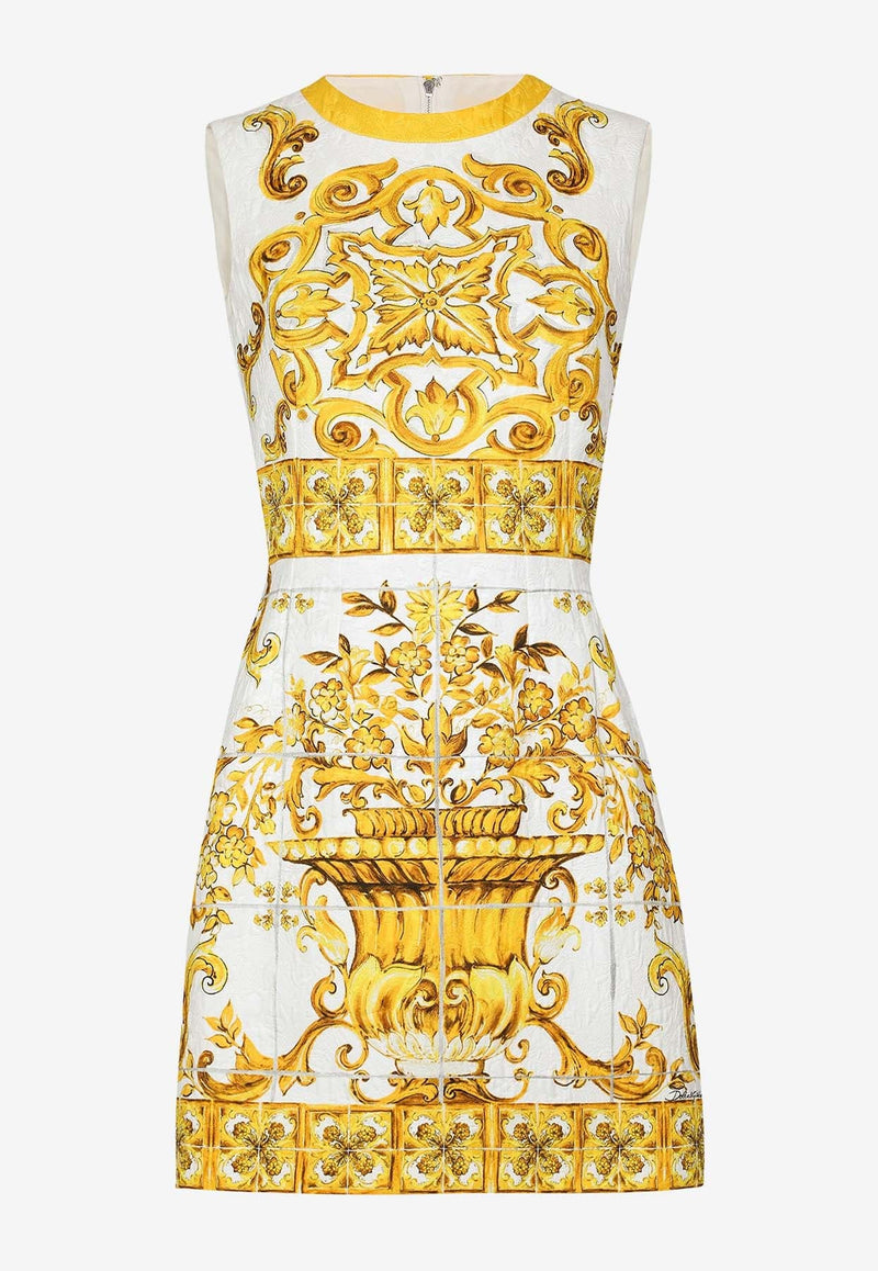 Majolica Print Brocade Mini Dress