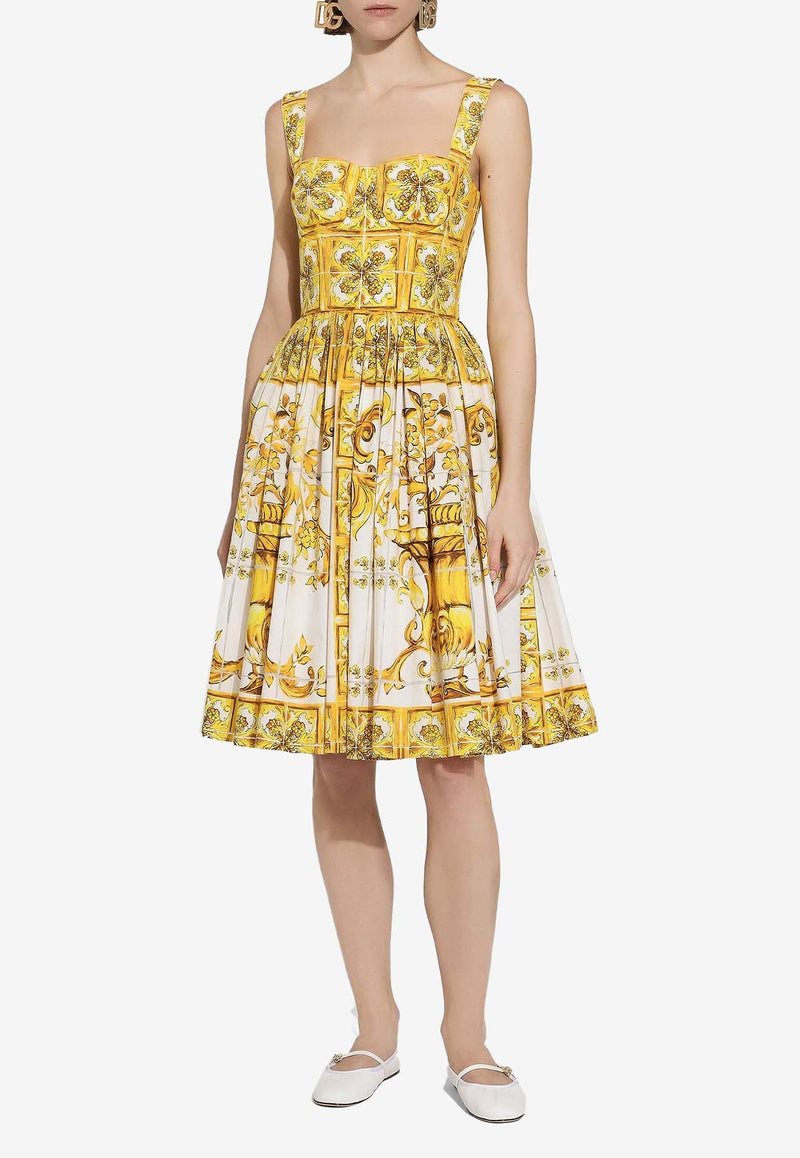 Majolica Print Knee-Length Corset Dress