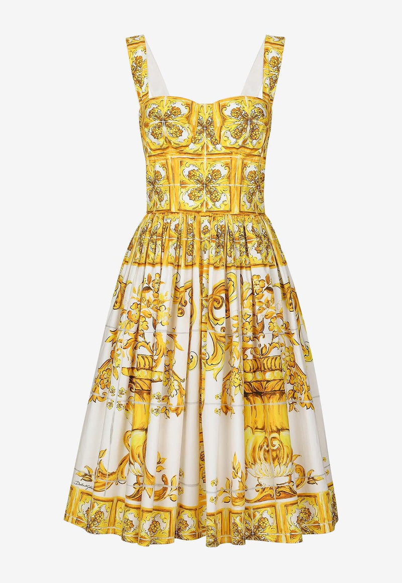 Majolica Print Knee-Length Corset Dress