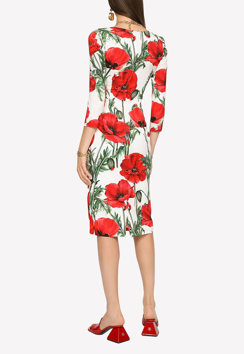 Poppy Print Charmeuse Dress