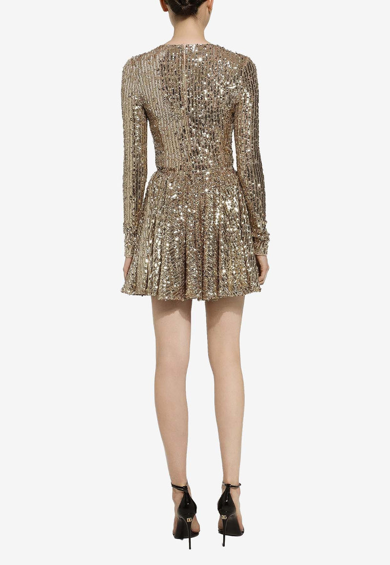 Sequin-Embellished Mini Dress