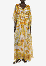 Majolica Print Silk Chiffon Maxi Dress