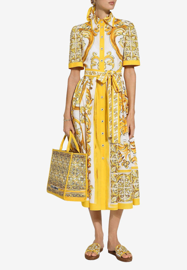 Majolica Print Midi Shirt Dress