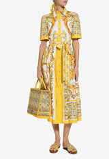 Majolica Print Midi Shirt Dress