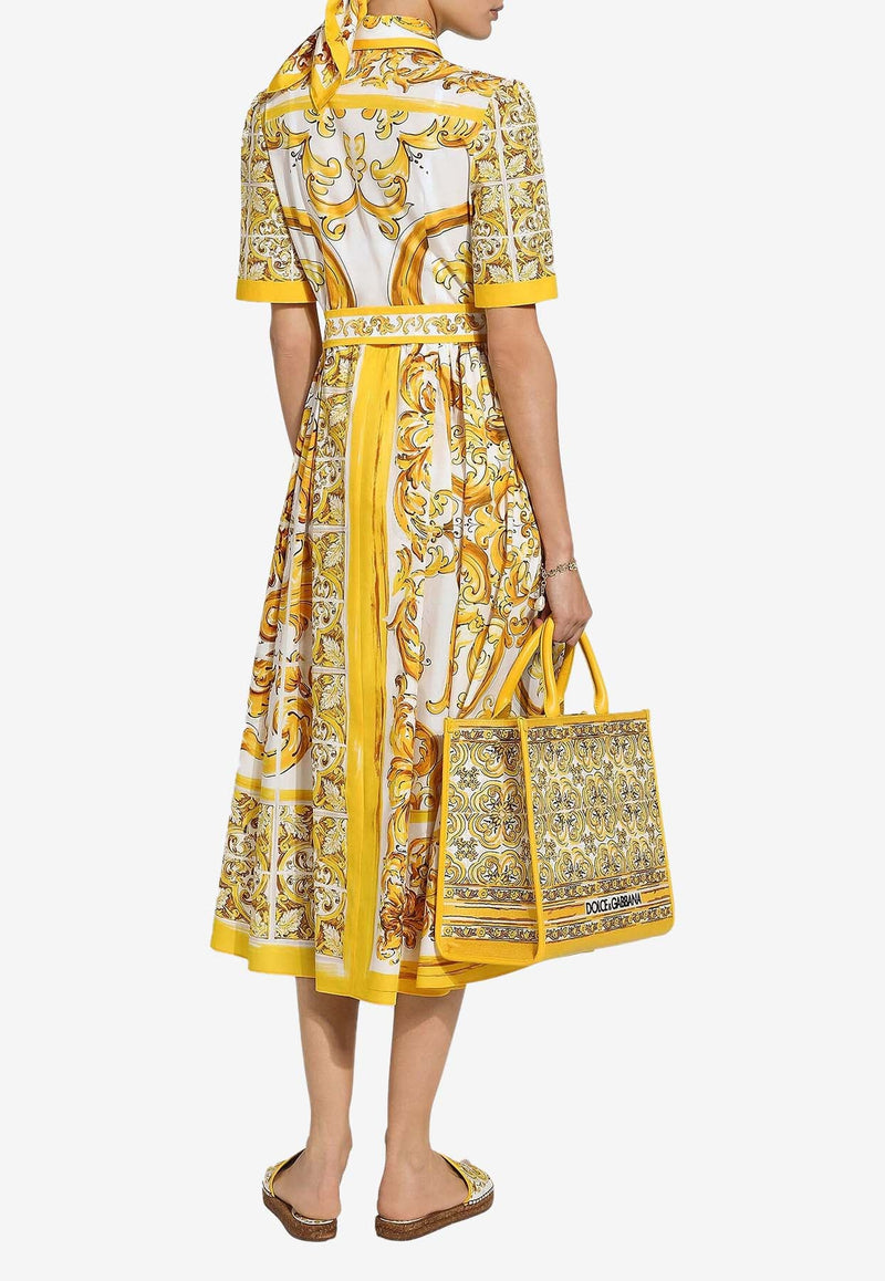 Majolica Print Midi Shirt Dress