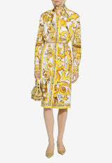 Majolica Print Midi Shirt Dress