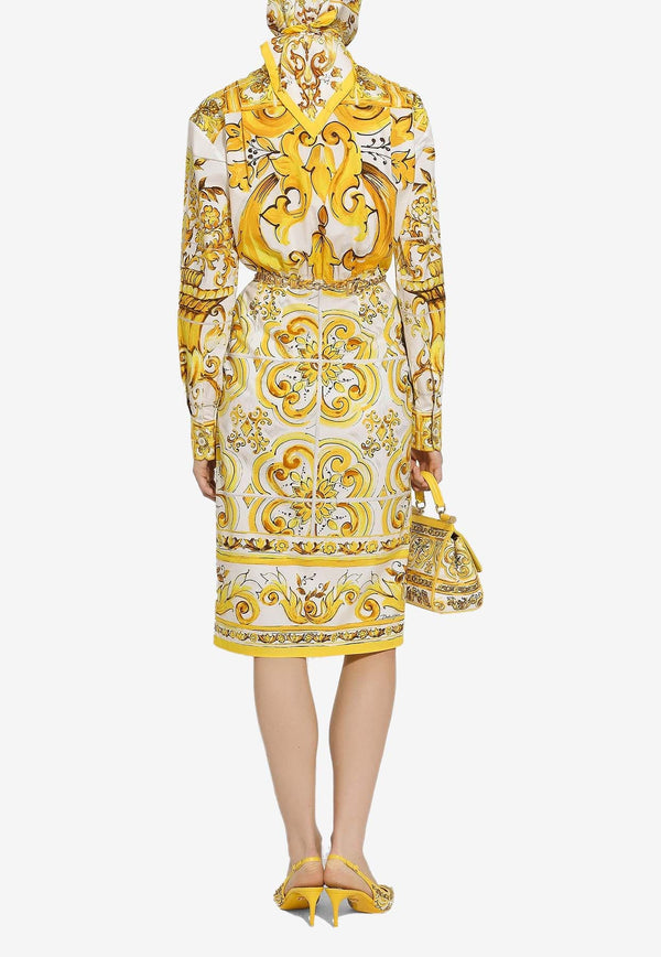 Majolica Print Midi Shirt Dress