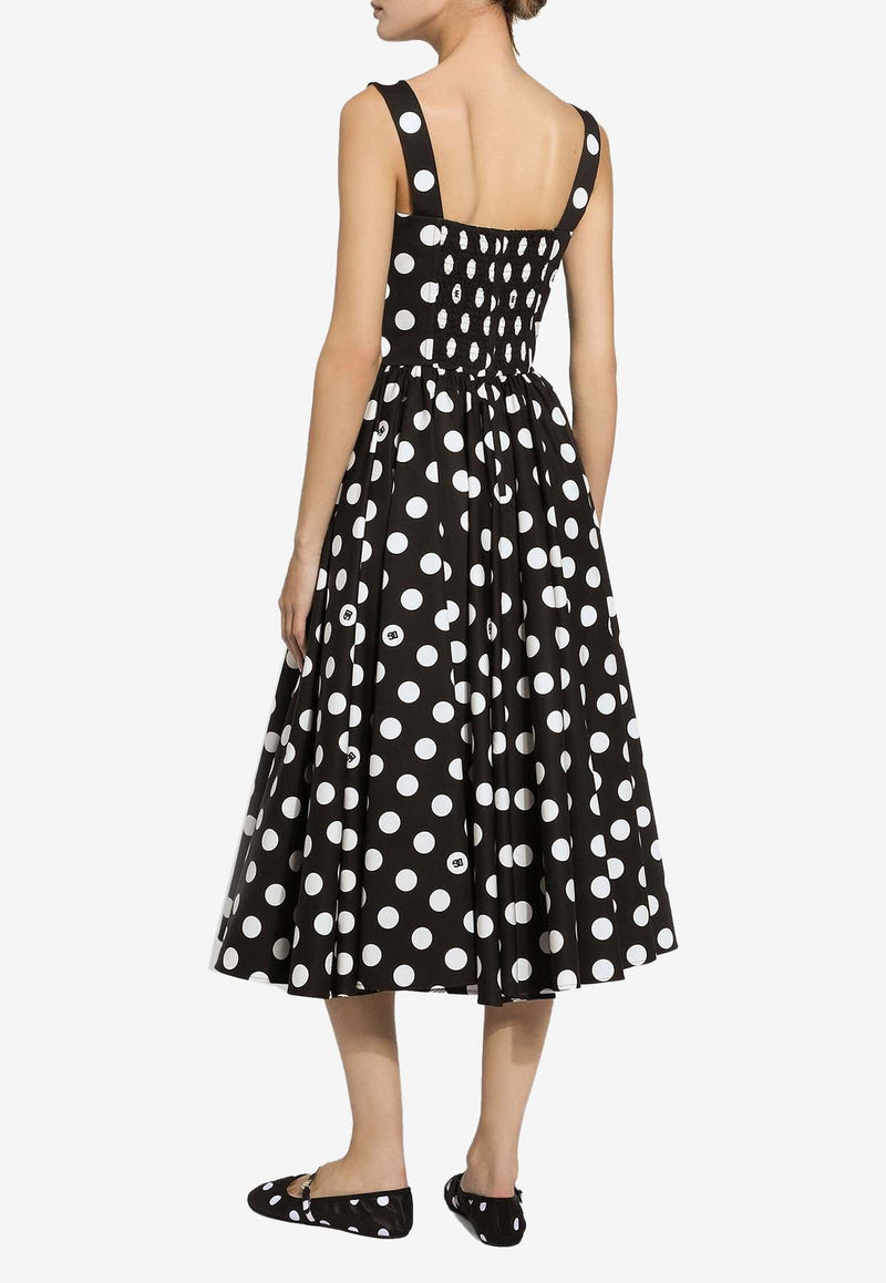 Polka Dot Print Midi Corset Dress