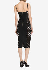 Polka Dot Print Corset Midi Dress