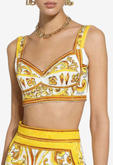 Majolica Print Corset Crop Top