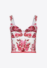 Majolica-Print Bustier Top