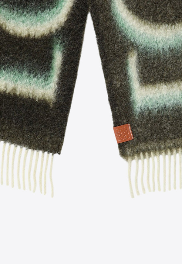 Logo Intarsia Mohair Fringed Scarf