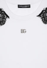 Logo Plaque T-shirt with Lace Inserts