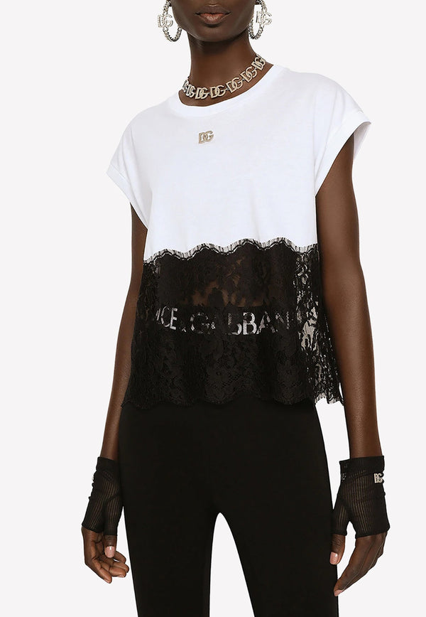 Lace-Hem Short-Sleeved T-shirt