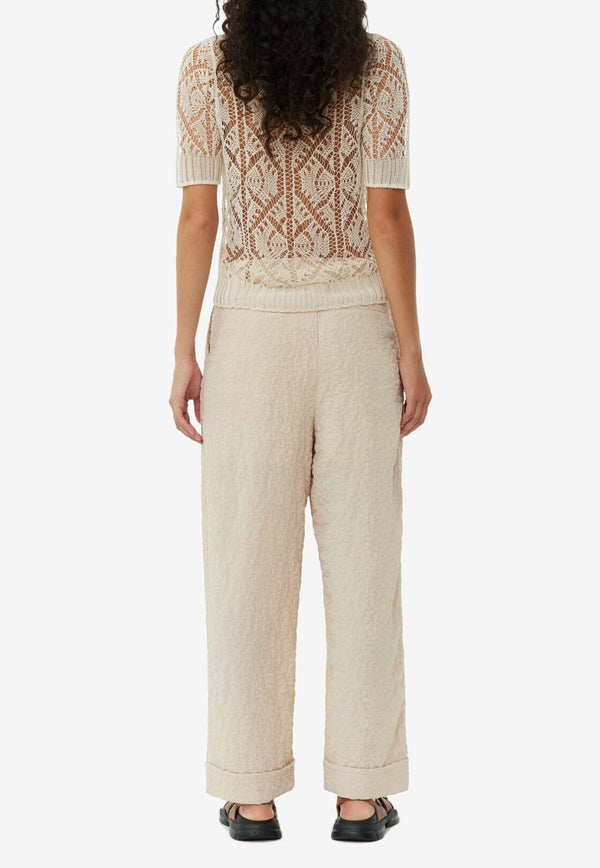 Straight-Leg Textured Pants