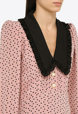 Heart-Pattern Midi Shirt Dress in Silk