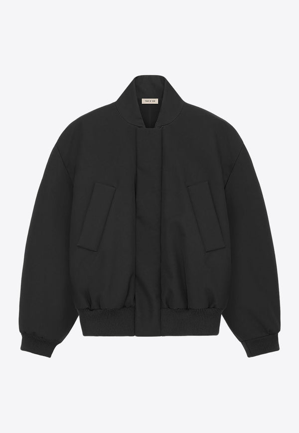 Zip-Up Bomber Jacket in Wool-Blend