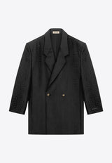 Double-Breasted Wool-Blend Jacquard Blazer