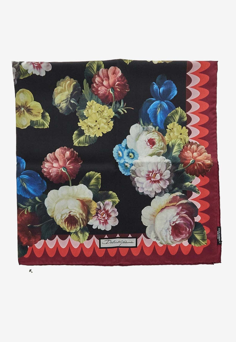 Floral Print Silk Scarf