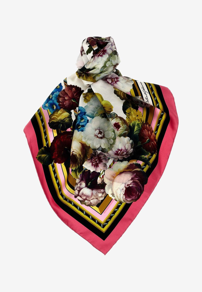 Floral Print Silk Scarf