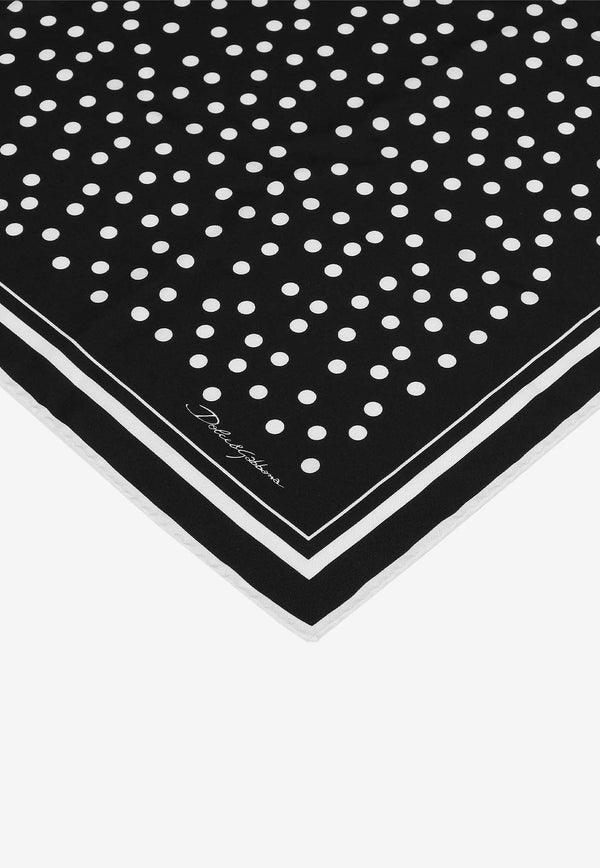 Polka-Dot Print Silk Scarf