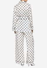 Polka Dot Print Silk Pajama Pants