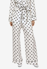 Polka Dot Print Silk Pajama Pants