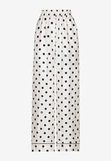 Polka Dot Print Silk Pajama Pants