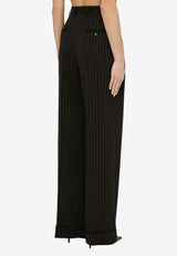 Pinstriped Straight-Leg Pants in Wool