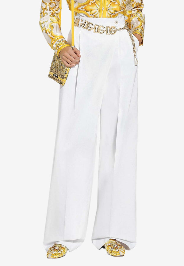 High-Rise Flared Poplin Pants