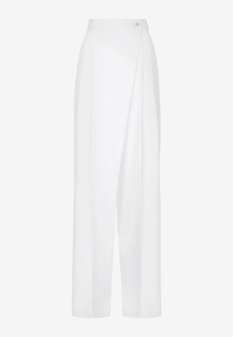 High-Rise Flared Poplin Pants